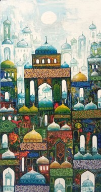 Javed Qamar, 12 x 24 inch, Acrylic on Canvas, Cityscape Painting, AC-JQ-268